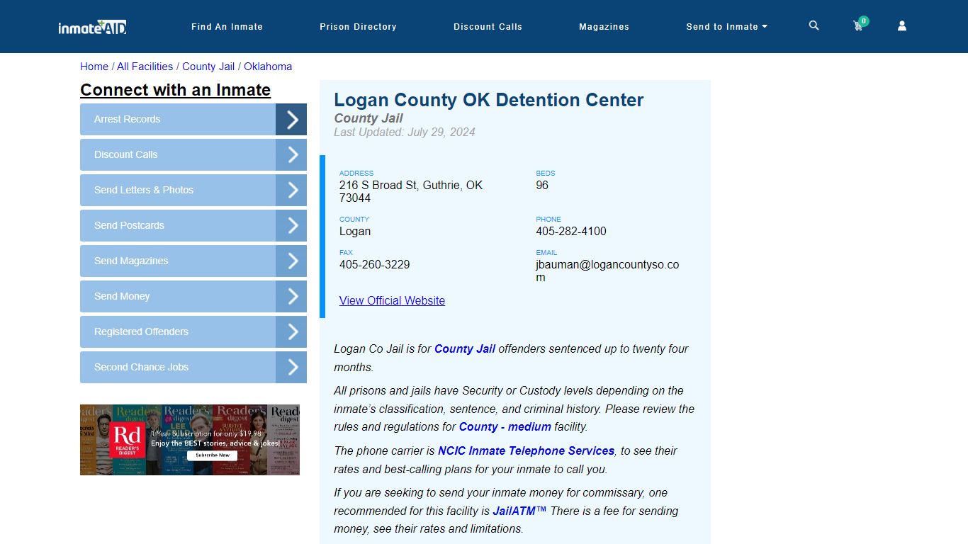 Logan County OK Detention Center - Inmate Locator