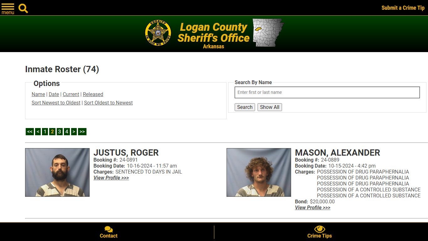 Inmate Roster - Page 2 Current Inmates Booking Date Descending - Logan ...