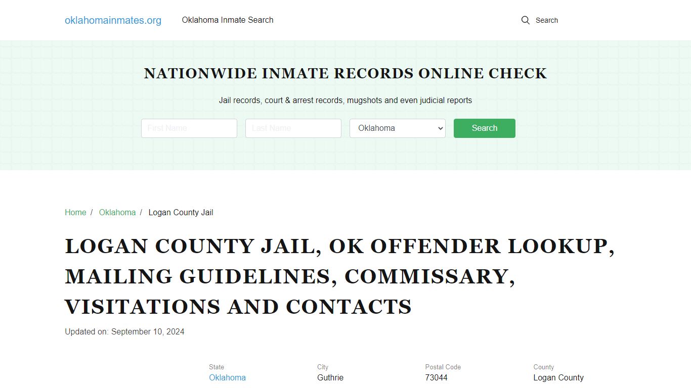 Logan County Jail, OK: Inmate Search Options, Visitations, Contacts